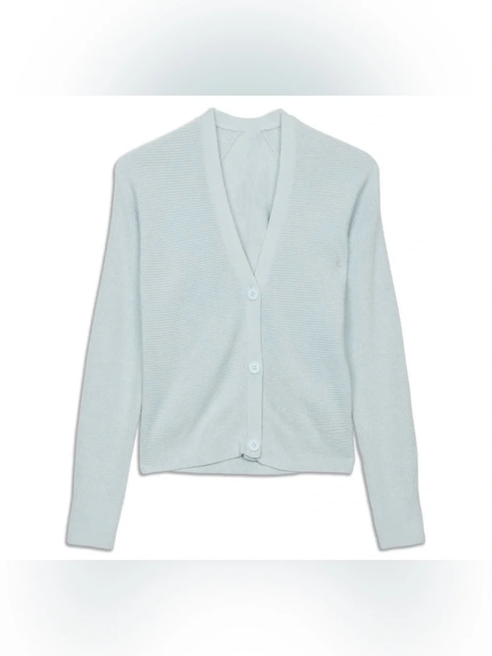 Lululemon Merino Wool Blend Ribbed Button Front Cardigan Blue Size 10